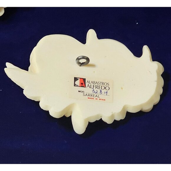 Set Of 2 Alabastros Alfredo Cherub Wall Plaques Angelic Ivory Decor Made In Spai - Picture 4 of 8